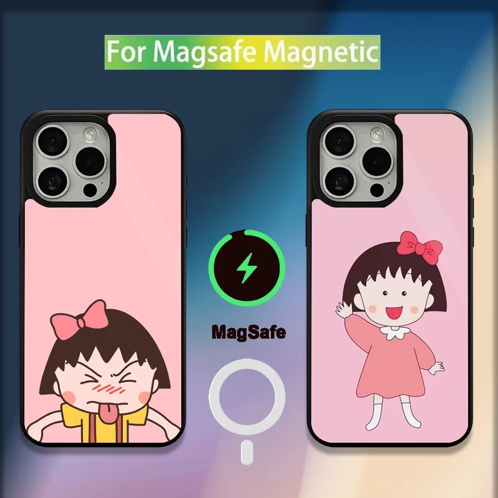 Чехол для телефона C-Chibi с рисунком Maruko iPhone 16 15 14 13 12 11 Plus Pro Max Mini Magsafe магнитной