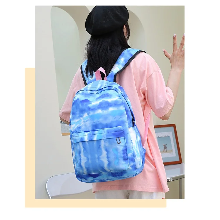 3-piece Set Girls Boys High School Student Large Capacity Backpacks for Travel New Children Rainbow Tie Dye Fashion Pen Bags New