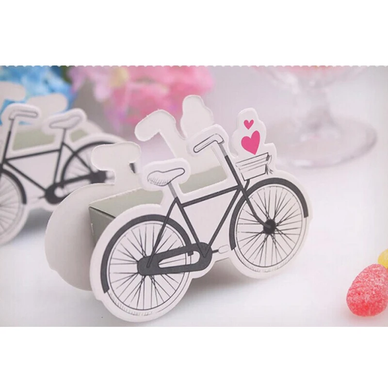 70pcs/Lot Hot Sale Vintage-Inspired Bicycle Favor Candy Box with place card flag Wedding Gifts Packing Decoration - купить по