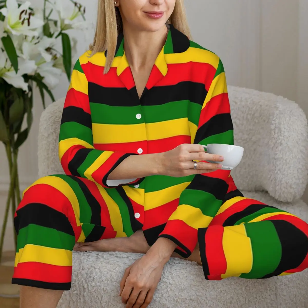 Женские пижамы с флагом Ямайки ночная рубашка на день зеленые желтые красные