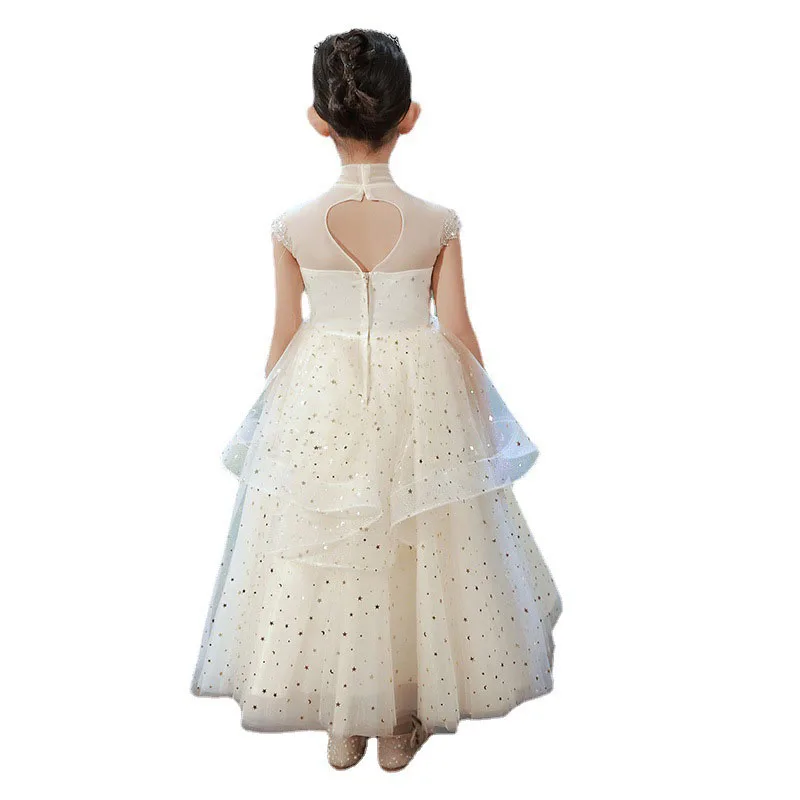 Children's dress girl Pompon dance dress wedding dress little princess dress chic little girl hostess Flower Girl Piano Dress enlarge
