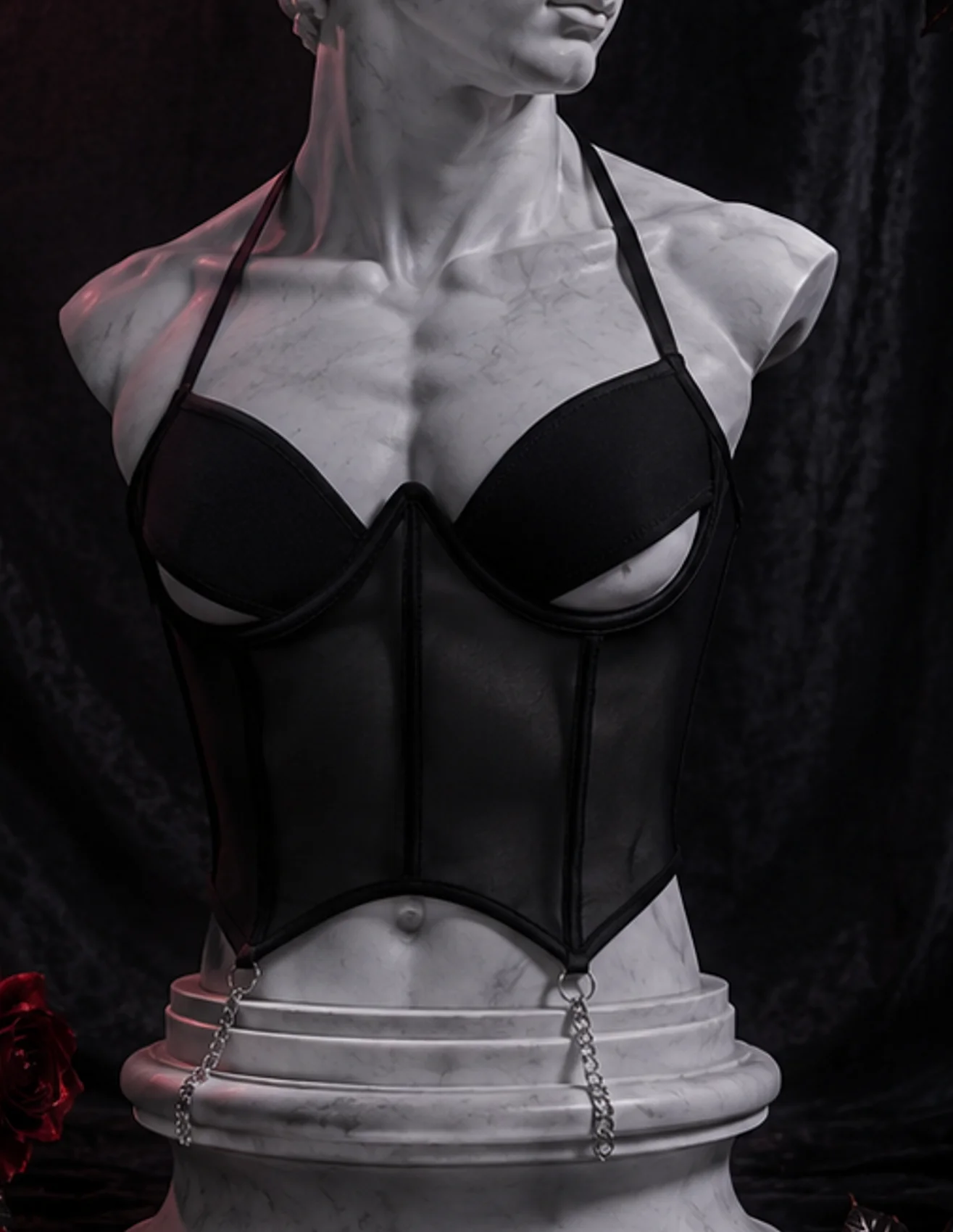 Фото 【Fragments.One choice, no more choices.】Сексуальный укороченный топ Edgy Sheer Y2K, черный модный женский жилет, моделирующий форму груди. №4