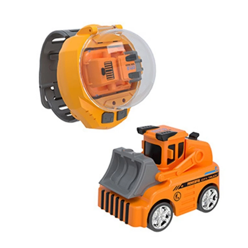 

N80C Mini Cartoon Rc Small Car Analog Watch Remote Control Cute USB Charing Batteryed Engineering Car for Children Gifts