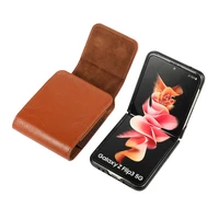 magnetic adsorption flip leather pouch case for samsung z filp 3 5g belt clip waist bag cover for galaxy z filp 3 phone case
