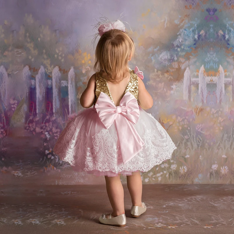 

Toddler Kids Princess Party Dresses for Girls Sequin Newborn Baby 1st Birthday Baptism Vestidos Child Wedding Evening Prom Gown