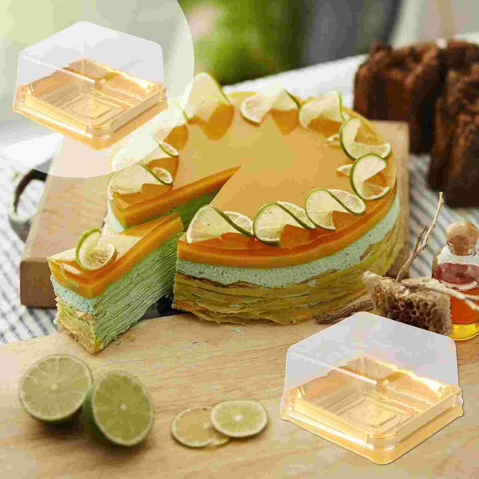 

50pcs Plastic Square Moon Cake Boxes Egg-Yolk Puff Container Golden Packing Box (Small)