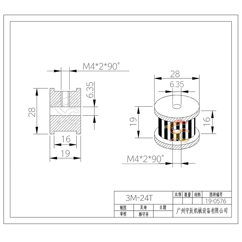 Шкив ГРМ ONEFIRE Arc HTD 3 м 24 зубца отверстие 6 35/8/12 мм для ширины 15 алюминиевые