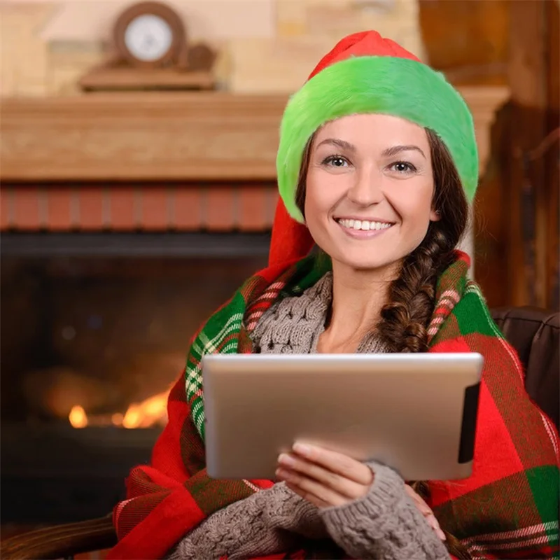 Рождественская вечеринка забавная меховая шапка Санта-Клауса контрастных