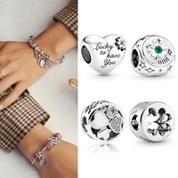 100 925 sterling silver bead new cut out clover beads fit pandora women bracelet necklace diy jewelry