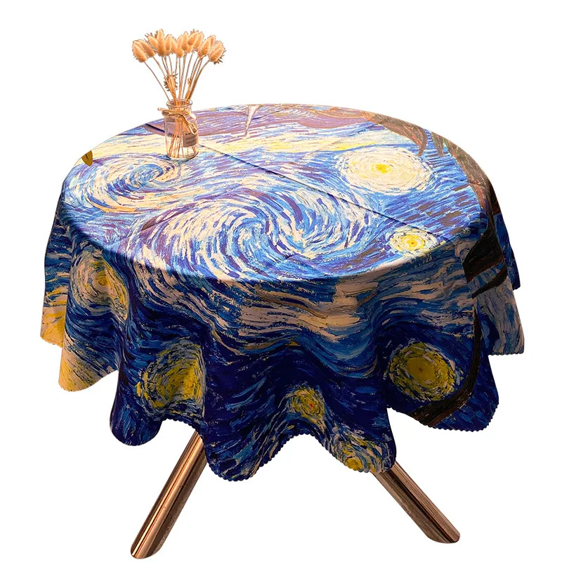 

Modern Nordic Style Starry Skyi Oil Painting Waterproof Disposable Round Table Cloth Desk Cover