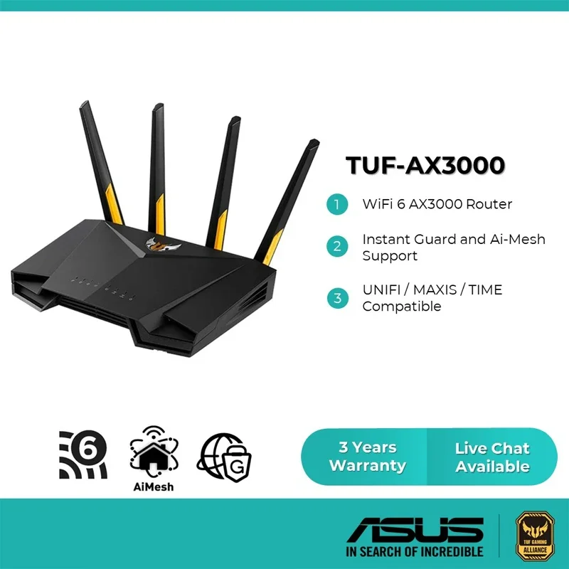 ASUS TUF-AX3000 TUF Gaming AX3000 двухдиапазонный Wi-Fi 6 игровой маршрутизатор сетка Wi-Fi Φ с выделенным игровым портом, AiMesh Wif
