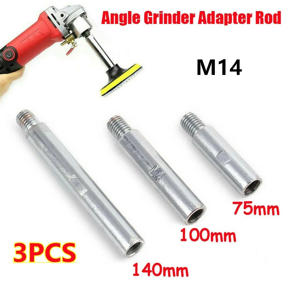 

3Pcs Extension Rod Angle Grinder Polisher Connecting Rods Aluminum Alloy 75mm/100mm/140mm M14 Adapter Rod Polishing Accessories