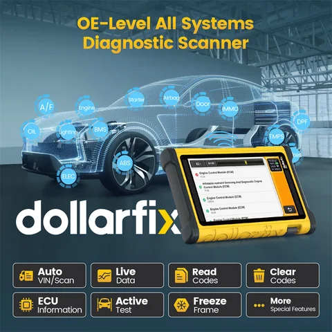 Dollarfix PF8 Профессиональный сканер OBD2 Полная система автомобильных инструментов 34 сброса пожизненного бесплатного автомобильного диагностического сканера 2024