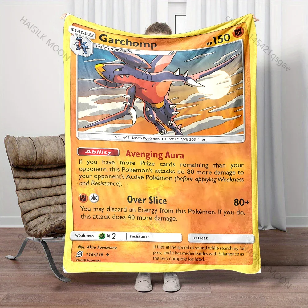 Одеяло с картами покемонов Garchomp теплое мягкое пушистое роскошное одеяло