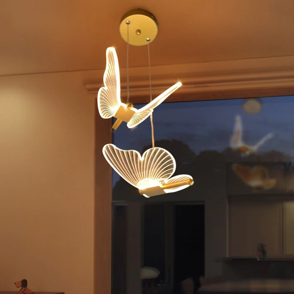 

Butterfly Led Pendant Lights Nordic Golden Bedside Chandelier For Living Room Bedroom Bedside Lamps Indoor Lighting Decor