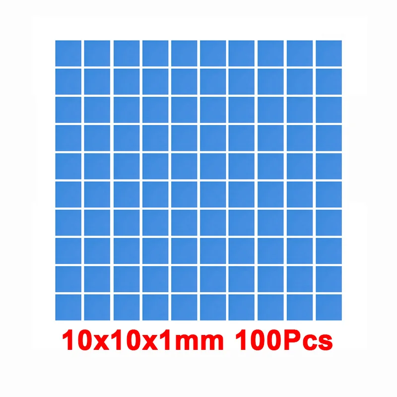 Thermal Conductivity 17W/MK 100pcs Blue 10X10mm GPU CPU Heatsink Cooling Conductive Silicone Pad |