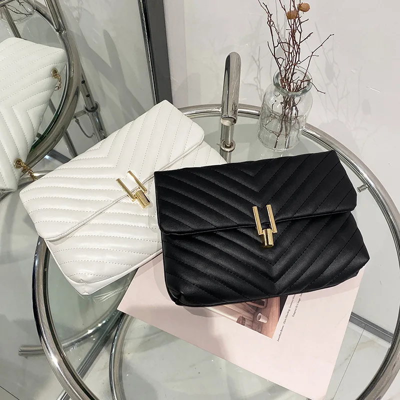 Women's Chic Embroidered Chain 2023 Diamond Plaid Korean Style Crossbody Bags