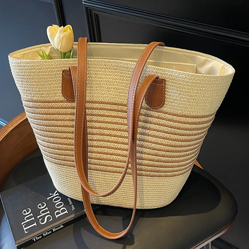 Соломенная сумка женская летняя 2024 новая роскошная дизайнерская на плечо для