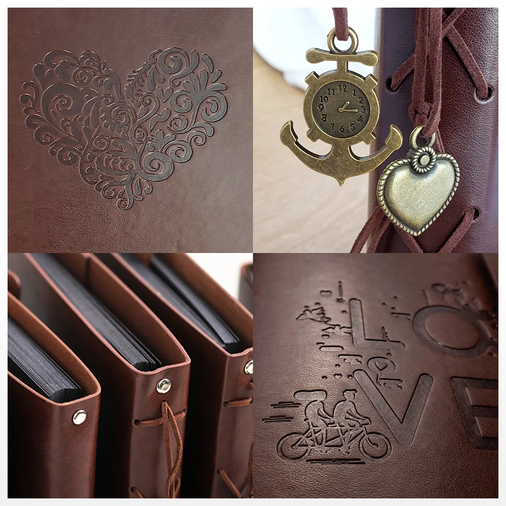 Фотоальбом в винтажном стиле книга из кожи для скрапбукинга 30 листов (60 страниц)