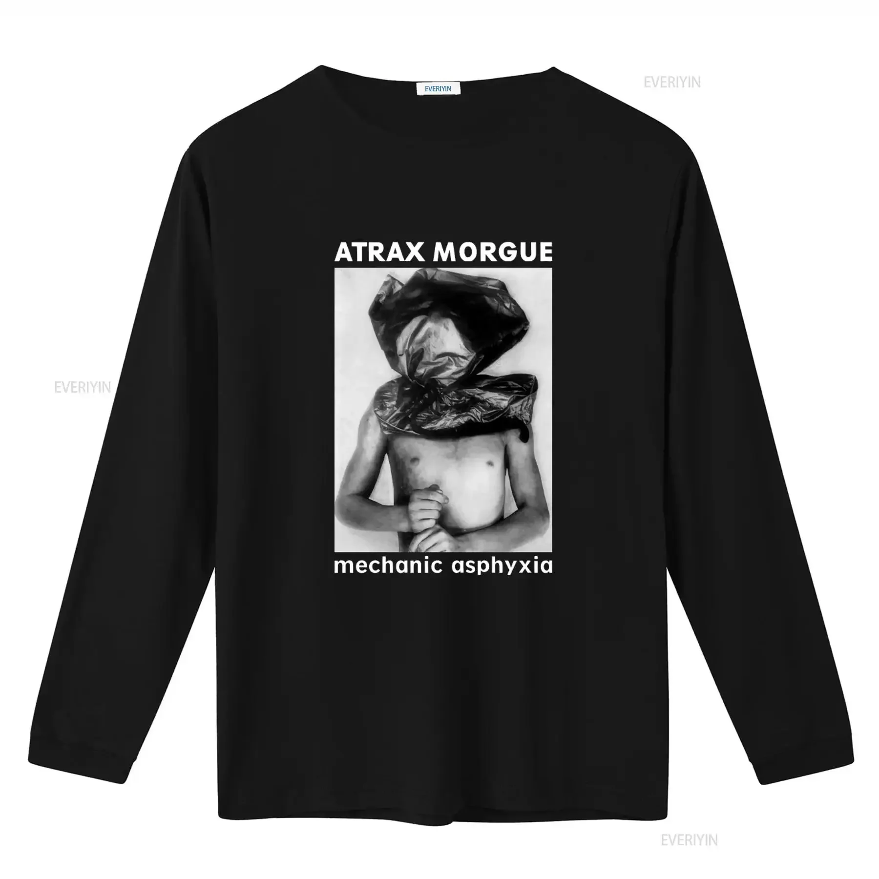 Фото Футболка ATRAX MORGUE Mechanic Asphyxia с принтом для мужчин, винтажная, с эффектом потертости, эластичная, удобная, с графическим рисунком, универсальная, слегка повседневная. №2