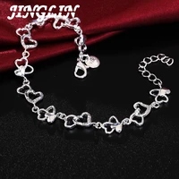 jinglin 925 sterling silver full heart aaa zircon chain bracelet for women wedding engagement party fashion jewelry
