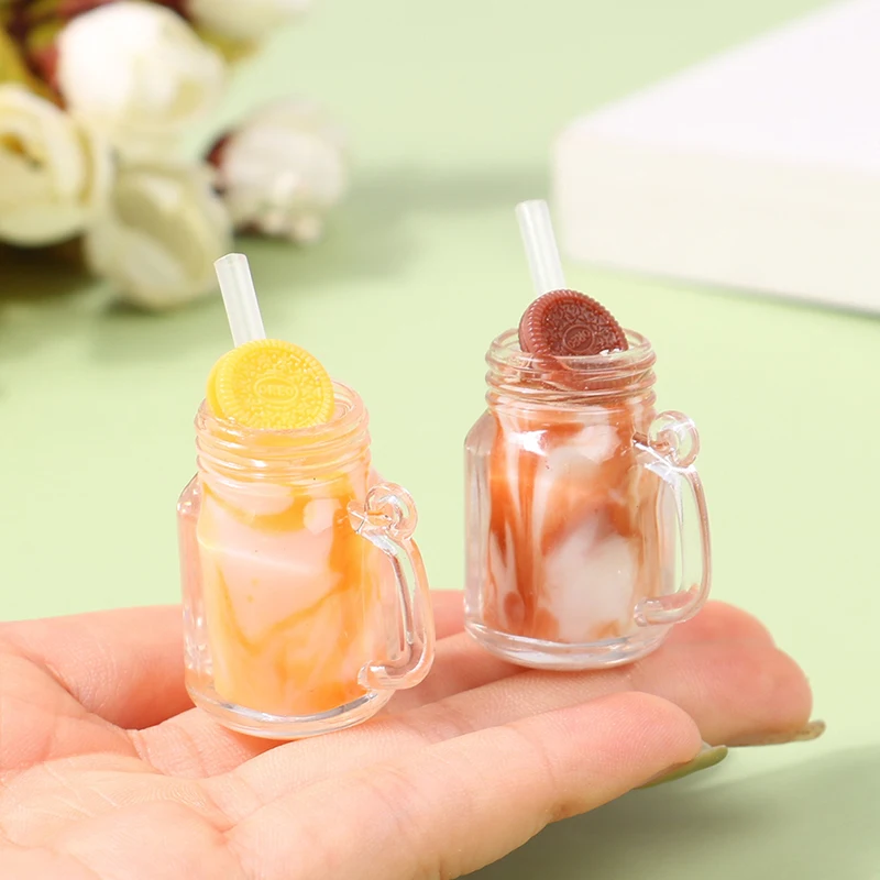 

1 шт., 1:12 миниатюрные Бутылочки для кукольного домика с кремом и напитками, кухонная игрушка для молочного коктейля, модель бутылки для печен...