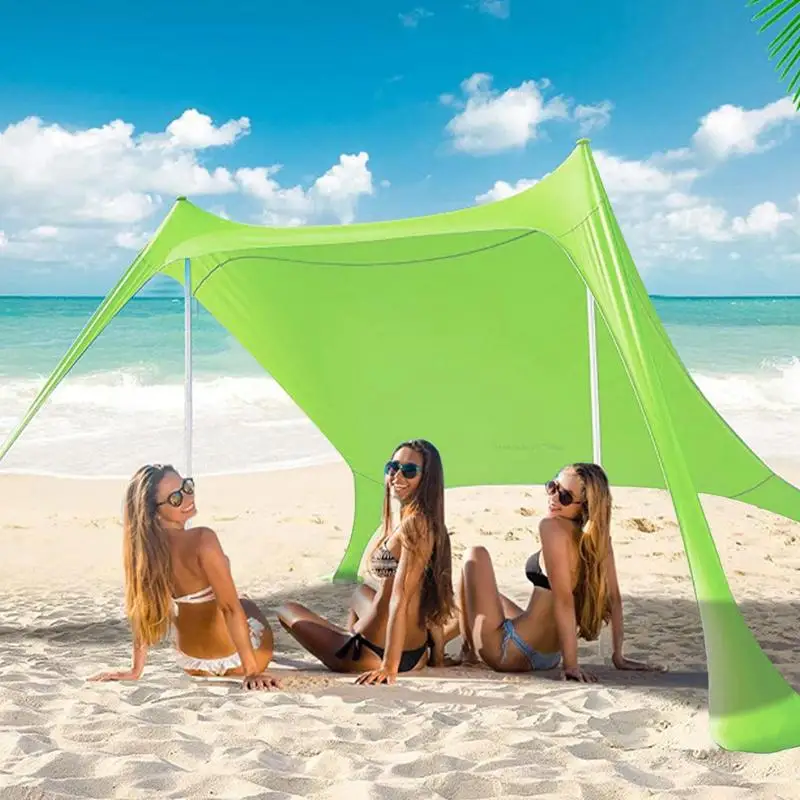 

2M*2M Family Beach Awning Tent Ultralight UPF 50+ Sun Shade Canopy Shelter With Stability Poles Sail & Portable Sandbag