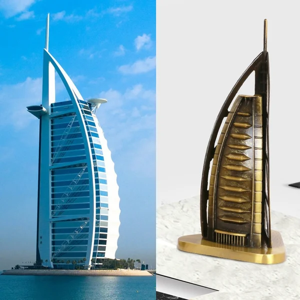 

Retro Zinc Alloy Crafts Dubai Burj Al Arab Model for Travel Memorial Home Office Decoration Gifts Collection