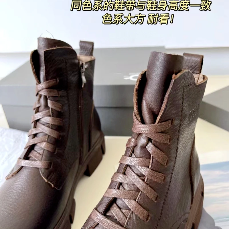 Golf Women's Shoes Autumn and Winter New Martin Boots Top Layer Cowhide Rubber Sole Non-Slip Rainproof Comfortable Ladye‘s Shoes