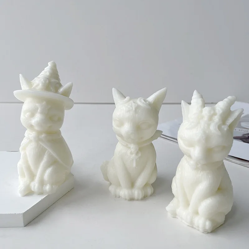 3D Kitten Silicone Mold DIY Magic Cat Shape Soap Resin Plaster Making Set Silicone Candle Mould Home Decor Cute Gifts