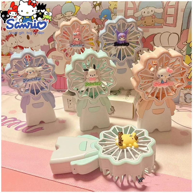 

Sanrioed Pochacco Cinnamoroll Handheld Fan Kuromi Hello Kittys My Melody Anime Cartoon Cute Portable USB Mini Desktop Fans Gift