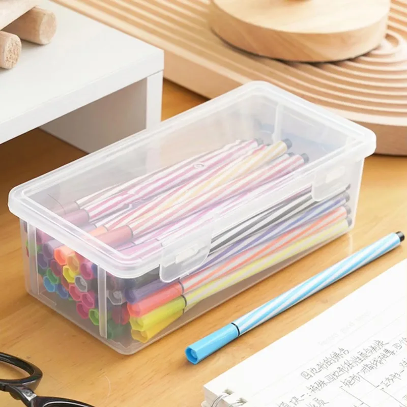 1PC Portable transparent data line pencil pen organizer box sub equation desktop stationery office supplies
