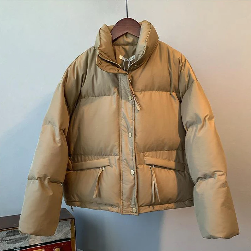 2022 Autumn Winter Loose Women Parkas Long Sleeve Zipper Solid Ladies Jacket Casual Female Clothes Outwear Coats