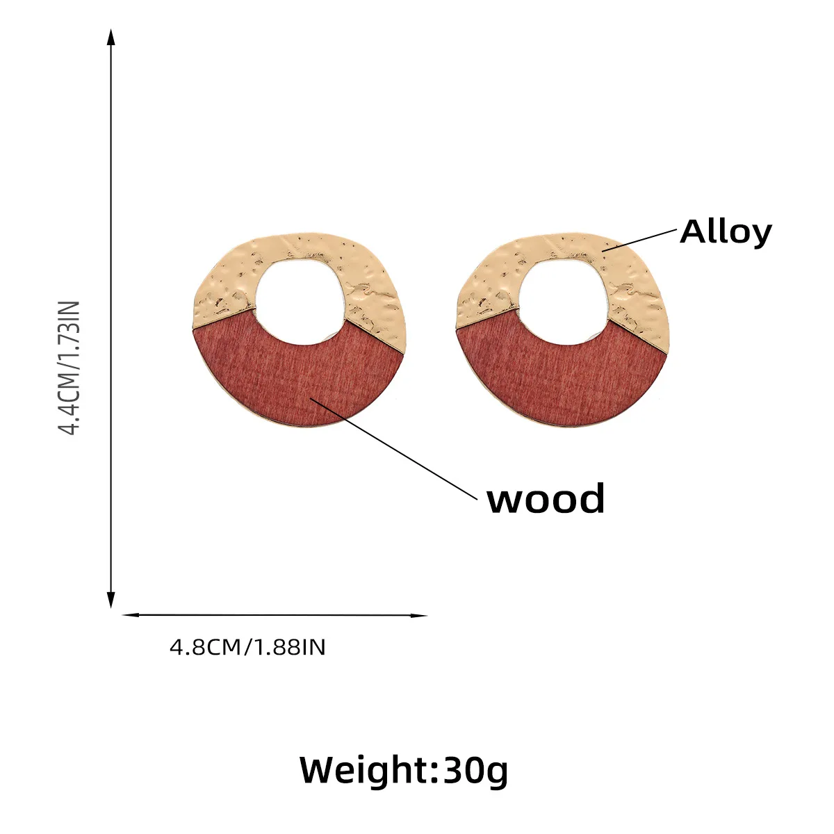 2023 New Statement Metal Wood Spliced Irregular Round Earrings for Women Holiday Party Accessories ZAA Jewelry