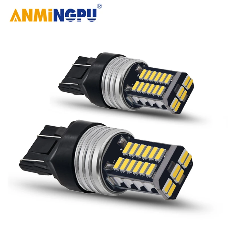 ANMINGPU-Lámpara de señal T20 7443 W21/5W, bombilla Led 7440 W21W WY21W 4014SMD T25 LED 3157 P27/7W 3156 P27W, luz de freno, intermitente, 2 uds.