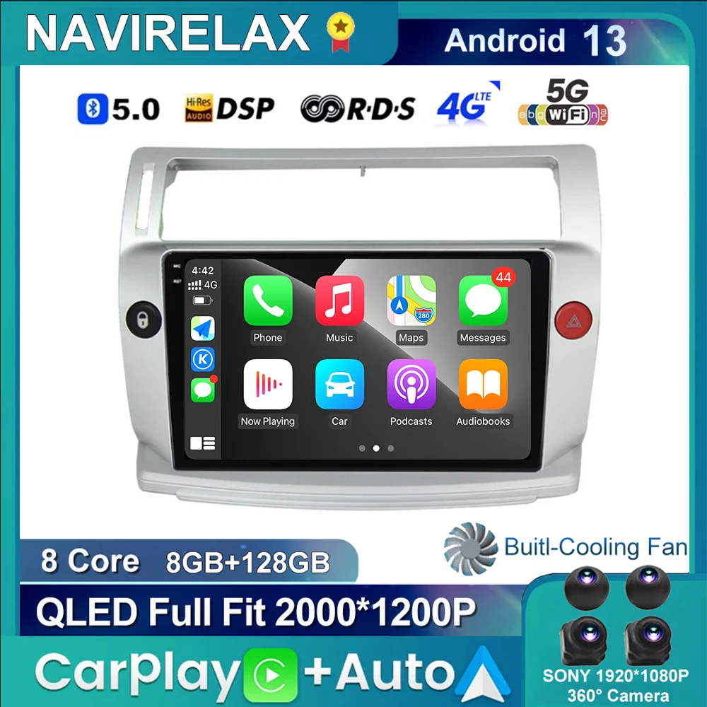 

Android 13 Car Radio For Citroen C4 C-Triomphe C-Quatre 2004 - 2014 Multimidia Video 4G Carplay RDS DSP GPS Navigaion NO 2Din