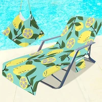 1pc beach chair cover lazy lounger microfiber mate holiday cactus stripe beach towel bag garden decor