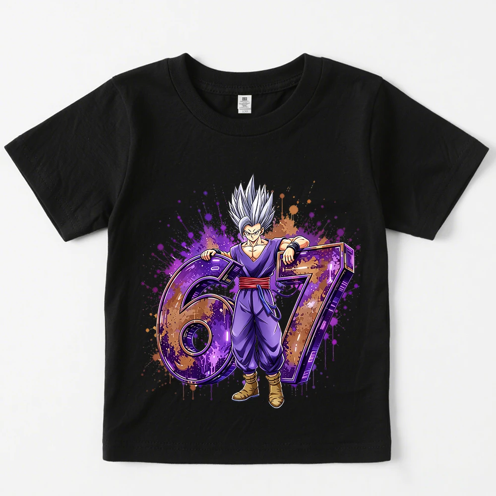 Фото Детская хлопковая футболка с принтом Dragon Ball Gohan 67, повседневный топ для детей и подростков, для мальчиков и девочек, на каждый день №2