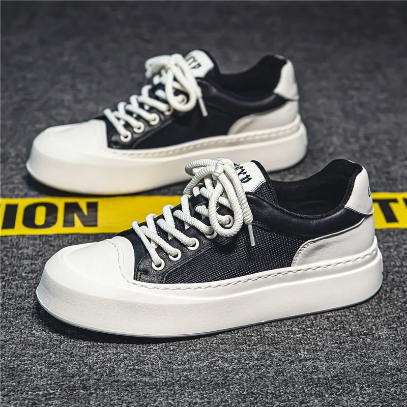 

Летние маленькие белые туфли на толстой подошве, модные мужские дышащие повседневные туфли, Корейская спортивная обувь для скейтборда