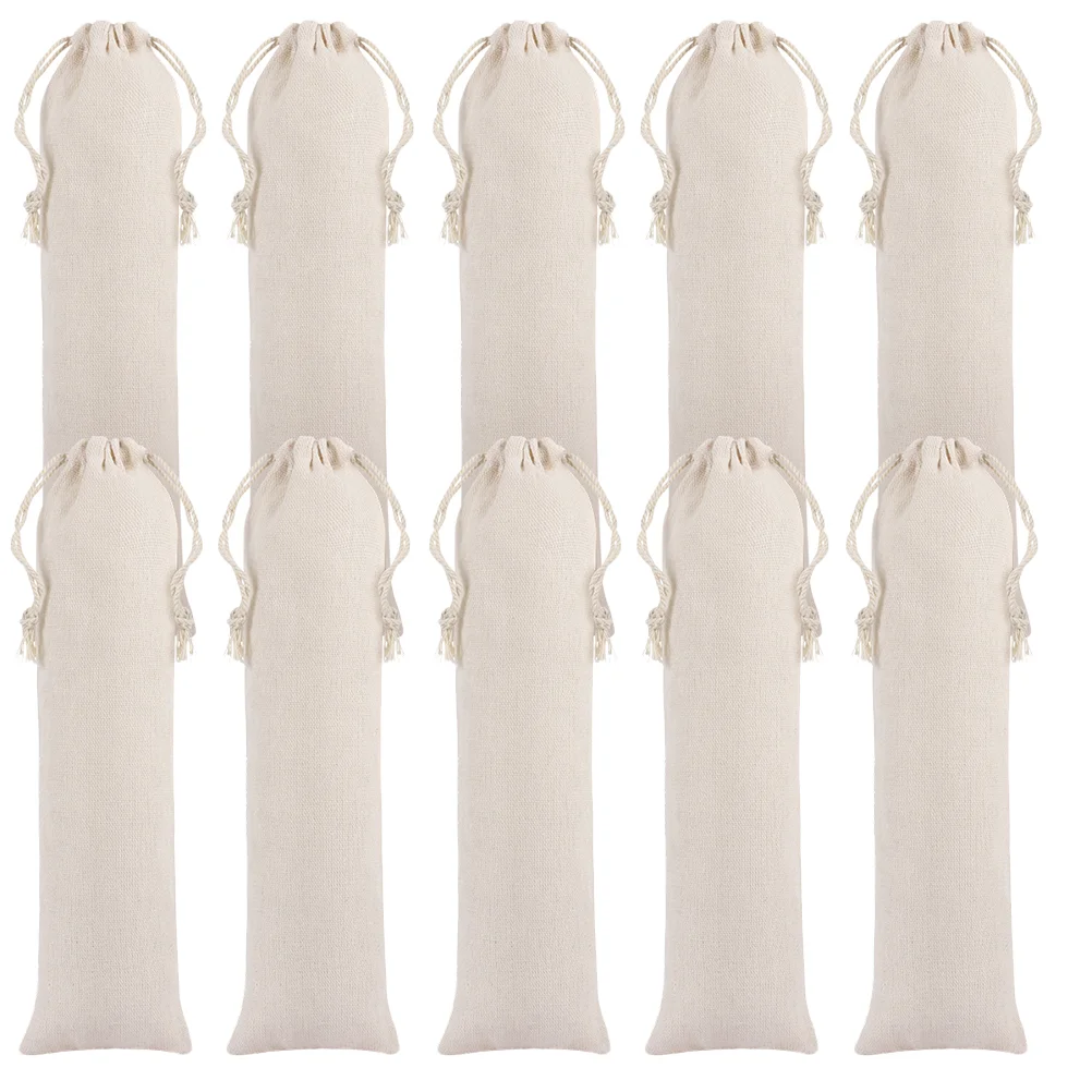 

15Pcs Environment-friendly Storage Pouch Household Drawstring Bag (Beige)