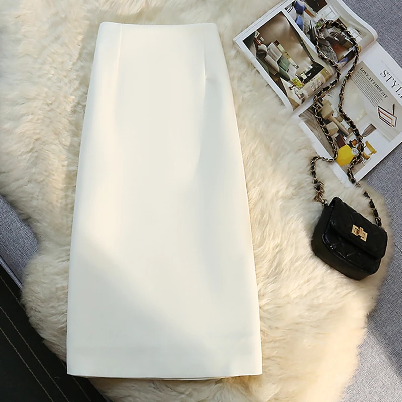 Женская прямая офисная юбка с высокой талией