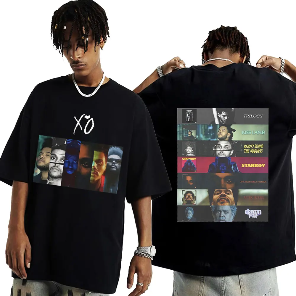 

Футболка Weeknd с принтом альбомов Xo, мужские и женские футболки в стиле хип-хоп рок с коротким рукавом, летняя винтажная модная свободная футболка, уличная одежда