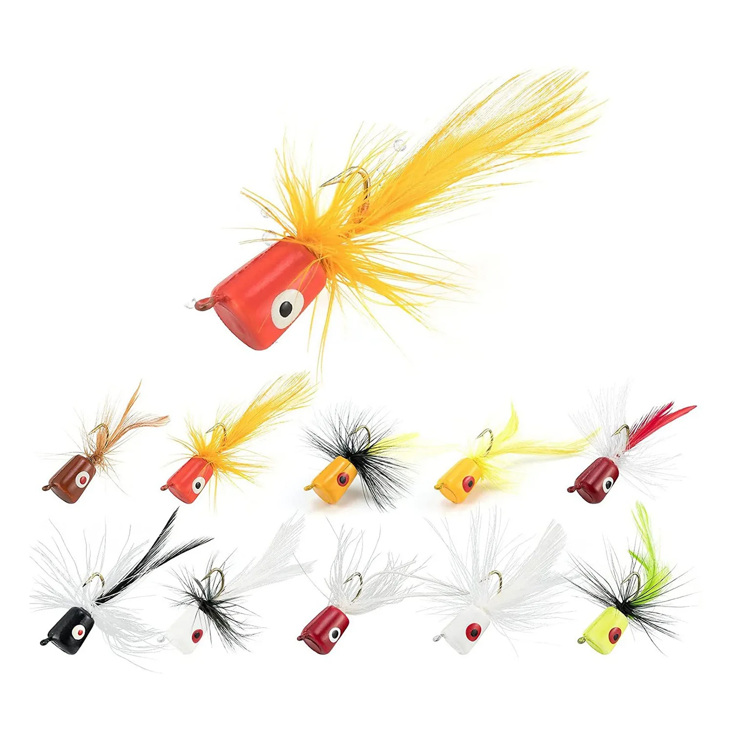 10 шт. рыболовные попперы для ловли нахлыстом