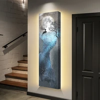 gy modern light luxury entrance painting vertical long painting fortune deer aisle narrow hanging painting led light painting