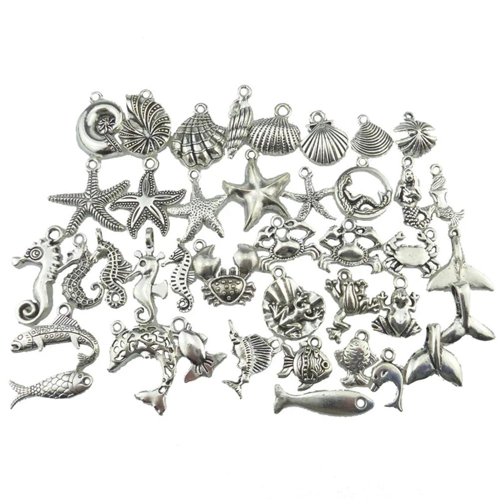 

40pcs Exquisite Marine Animal Shells Pendent Alloy Accessories for Ladies