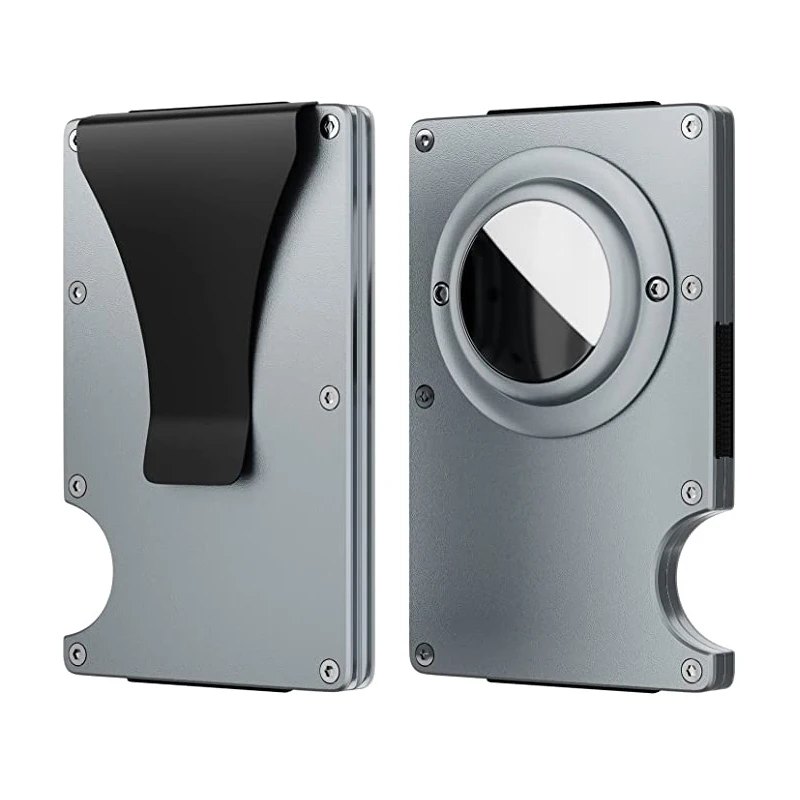 Air Tag Wallet Metal Card Holder Aluminium Anti Theft Brand Luxury Belt Airtag Porta Credencial Newest Style Badge Wallets Men