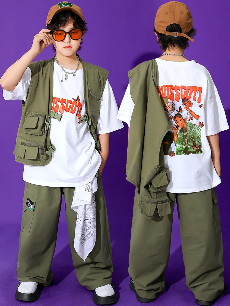 2023 джазовые современные танцевальные костюмы для детей свободный зеленый жилет