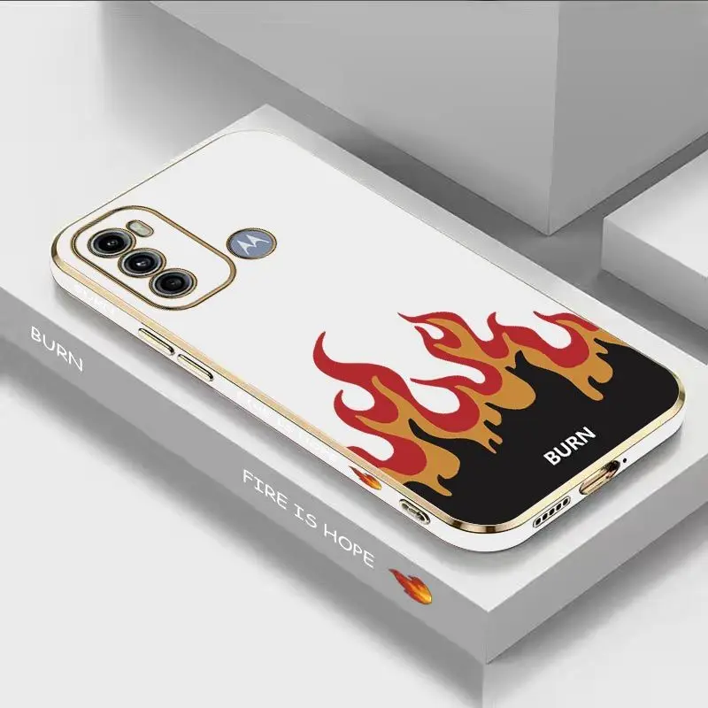 

Fierce Fire Luxury Plating Phone Case For Motorola Moto G60 G50 G53 G52 G42 G30 G20 G22 G52 E20 G9 Play Cover