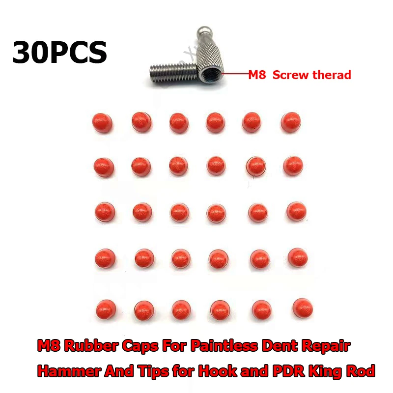 

10/30pcs M8 Rubber Caps For Paintless Dent Repair Hammer And Tips for Hook and King Rod Car Dent Repair Tool