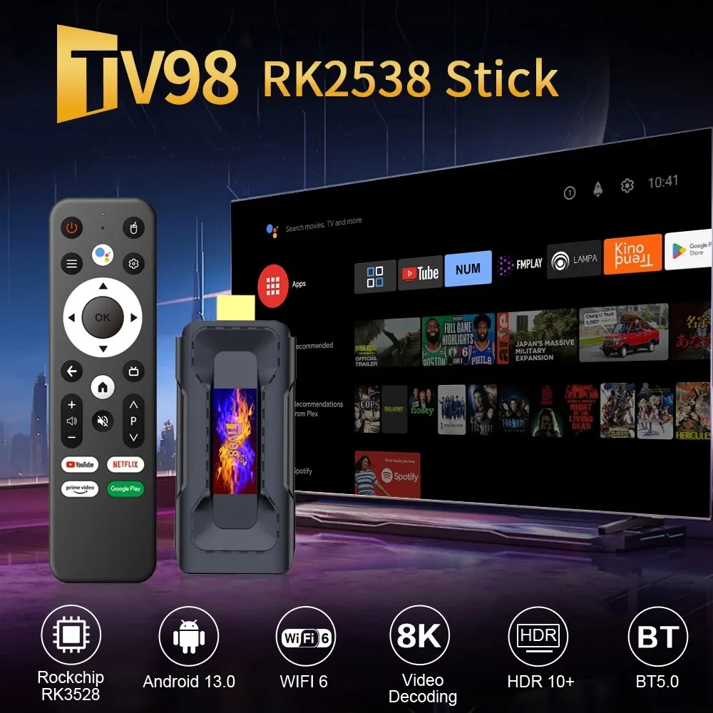 Android 13 TV Stick 8K видео ATV Mini Rk3528 четырехъядерный Смарт ТВ приставка HDR10 Поддержка Wifi6
